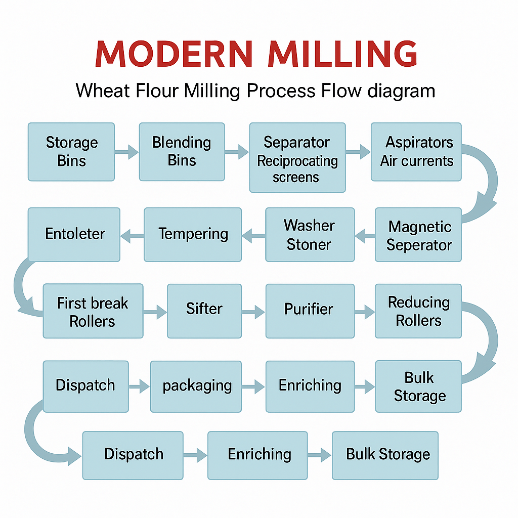 Flow Chart of Wheat flour mill